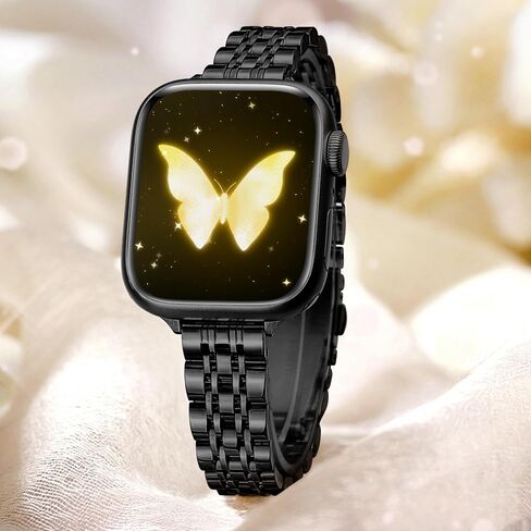 Slim Women iWatch Band Compatible with Starlight Apple Watch Band 41mm 40mm 38mm 42mm(Series 10), Stainless Steel Metal Pretty Dressy, Thin Fashion Charm Bracelet with iWatch Series 10 9 8 7 6 5 4 3 2 1 SE-Starlight&Gold in Saudi Arabia
