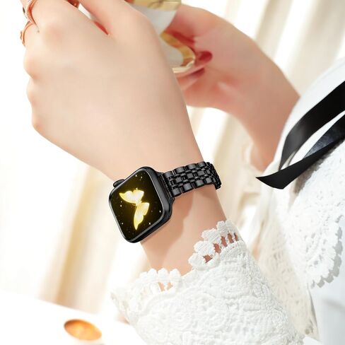 Slim Women iWatch Band Compatible with Starlight Apple Watch Band 41mm 40mm 38mm 42mm(Series 10), Stainless Steel Metal Pretty Dressy, Thin Fashion Charm Bracelet with iWatch Series 10 9 8 7 6 5 4 3 2 1 SE-Starlight&Gold in Saudi Arabia