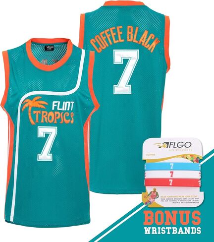 القهوة السوداء #7 فلينت تروبيكس شبه برو فيلم 90S الهيب هوب الملابس، مخيط الحروف والأرقام كرة السلة جيرسي in Kuwait