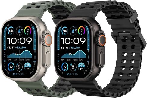 Moko 2pack حزام محيطي قابل للتنفس متوافق مع Apple Watch Ultra 2/Ultra 49mm ، S10 46mm ، 9/8/7 45mm ، SE2/SE/6/5/4 44 مم ، 3/2/1 42 ​​مم ، حزام سيليكون سيليكون ثنائي اللون للرجال للرجال النساء in Saudi Arabia