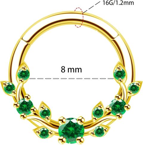 CHARMONLINE Septum Ring 16G Leaf Septum Nose Ring 316L Stainless Steel Vine Septum Piercing Daith Piercing Jewelry Conch Helix Earring Cartilage Earring for Women Men in Kuwait