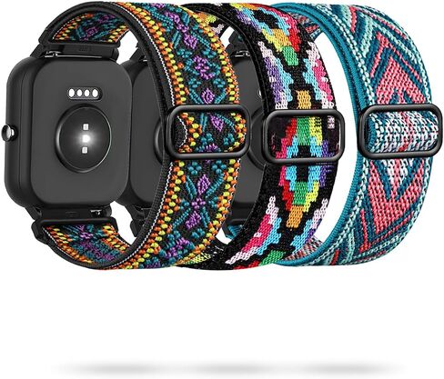 Lysandra 3 Pack Stretchy Nylon Watch Bands ، 22 مم تمتد من نايلون حزام بديل قابل للتعديل متوافق مع Fitpolo GTX12 ، Tozo S6/S5 ، Tensky GTX12/208BT ، AEAC IDW208 Plus Watch in Kuwait