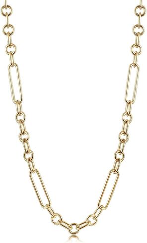 WISTIC Lauren Paperclip Bolo Necklace Layered Stacked Paper-clip Link for Women Adjustable Lobster Clasp Gold Plated Stainless Steel Link Charm Chain(16"/20"/24") (Paperclip, 16 Inches) in Saudi Arabia