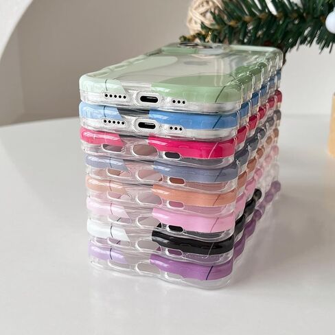 DEFBSC for iPhone 16 Pro Max Case ، Cleat Clear Wavy Art Design Pattern Pattern Pattern Case for Women Girls ، Wave Frame Detective Protection Cover Pully Camera Protection for iPhone 16 Pro Max ، Green in Kuwait