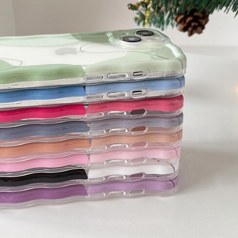 DEFBSC for iPhone 16 Pro Max Case ، Cleat Clear Wavy Art Design Pattern Pattern Pattern Case for Women Girls ، Wave Frame Detective Protection Cover Pully Camera Protection for iPhone 16 Pro Max ، Green in Kuwait