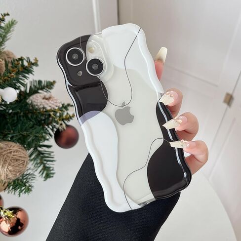 DEFBSC for iPhone 16 Pro Max Case ، Cleat Clear Wavy Art Design Pattern Pattern Pattern Case for Women Girls ، Wave Frame Detective Protection Cover Pully Camera Protection for iPhone 16 Pro Max ، Green in Kuwait