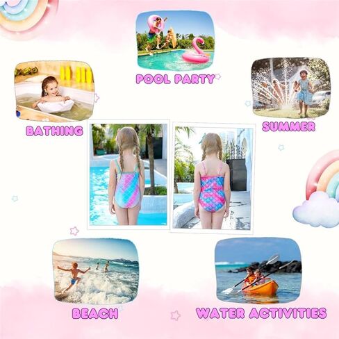 Dressy Daisy Toddler Little Girls Mermaid One Piece Ruffle Bathing Suit Swimsuit Swimwear Size 3T to 10 in Kuwait