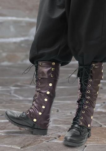 Pirate Boot Covers with Studs Medieval Renaissance PU Leather Halloween Costume Boots Tops Men in Kuwait