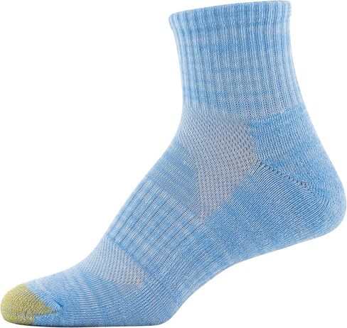 GOLDTOE Women's Half Cushion Sport Quarter Socks with Mesh, 6-Pairs, Aqua Assorted, Medium in Saudi Arabia