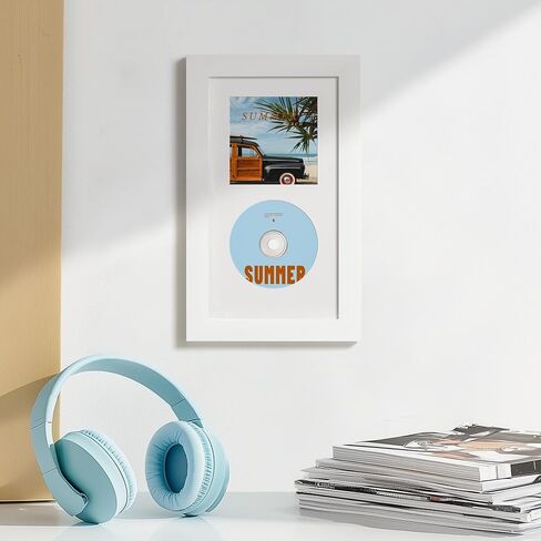 إطار عرض CD Eletecpro ، 13.3x6.6 إطار عرض القرص المضغوط لقرص الموسيقى والحالة على الطاولة ، إطار الألبوم الكلاسيكي مع حصيرة مزدوجة (4 ألوان) ، علبة شاشة CDS موقعة ، سوداء 4 حزمة in Kuwait