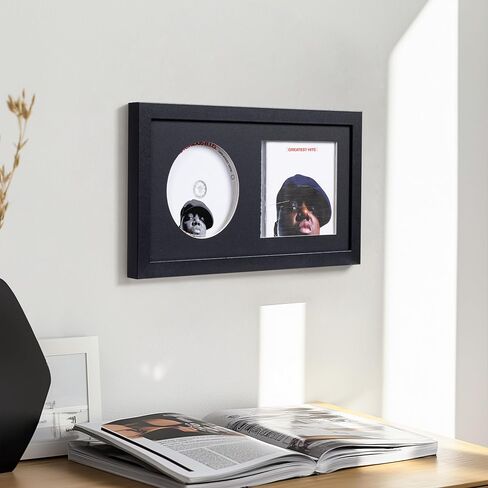 إطار عرض CD Eletecpro ، 13.3x6.6 إطار عرض القرص المضغوط لقرص الموسيقى والحالة على الطاولة ، إطار الألبوم الكلاسيكي مع حصيرة مزدوجة (4 ألوان) ، علبة شاشة CDS موقعة ، سوداء 4 حزمة in Kuwait
