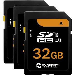 Synergy Digital 32GB Secure Digital SDHC UHS-I Memory Cards, Compatible with Nikon D80 Digital Camera - Class 10, U1, 100MB/s, 300 Series - Pack of 3