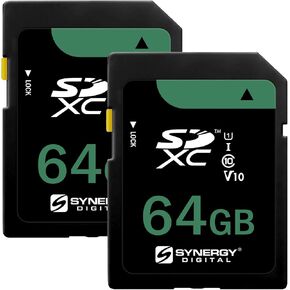 Synergy Digital 64GB Secure Digital SDXC UHS-I Memory Cards, Compatible with Nikon COOLPIX B600 Digital Camera - Class 10, U1, 100MB/s, 300 Series - Pack of 2