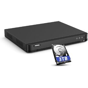 Annke 4K 16CH DVR لكاميرا الأمان ، H.265+ 16 قناة Hybrid 5-in-1 مسجل فيديو رقمي للمراقبة ، واكتشاف AI البشري/المركبات ، متوافق مع Alexa ، وصول سهل عن بُعد ، وقرص محرك أقراص صلبة 3TB