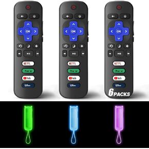 (Pack of 3) Replacement Remote Only for Roku TV with Soft Protective Cover (Glow in The Dark), Compatible for TCL Roku/Hisense Roku/Onn Roku/Sharp Roku/Element Roku/Philips Roku Smart TV