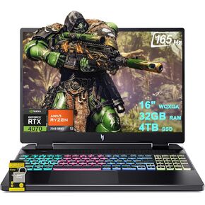 acer Nitro 16 Gaming Laptop 16" WQXGA IPS 165Hz AMD Zen 4 Octa-core Ryzen 9 7940HS Up to 10 Tops (Beats i9-12900H) 32GB RAM 1TB SSD GeForce RTX 4070 for Gaming AI Win11 ICP Hub w/Copilot AI PC