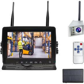 Wireless Backup Camera for Forklift with 7-inch Screen Monitor Stable Digital Signal Back Up Camera System with Rear View Camera and Battery Solar Charging, CT715A-1