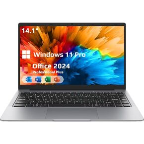 EYY Windows 11 Laptop, Intel Celeron N4000 Processor, 6GB LPDDR4 RAM 256GB SSD Notebook, 14" HD(1366x768) Display, MS Office, WiFi, BT 5, Business Study Laptop Computer with English Keypad, Silver
