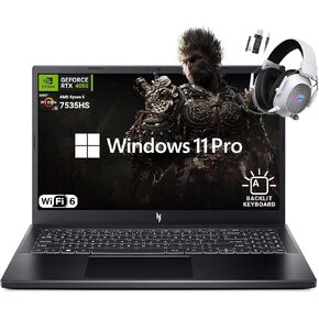 acer Nitro V 15.6" Gaming Laptop, AMD Ryzen 5 7535HS Hexa-Core, NVIDIA GeForce RTX 4050, 144Hz FHD IPS, 16GB RAM, 1TB SSD, WiFi 6, Backlit Keyboard, Windows 11 Pro