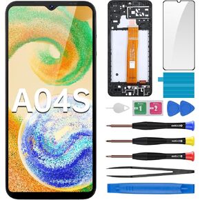 for Samsung Galaxy A04s Screen Replacement with Frame LCD Display Touch Digitizer Full Assembly Fix Glass with Repair Tools Kit SM-A047F (A047f A047a A047w A047u)