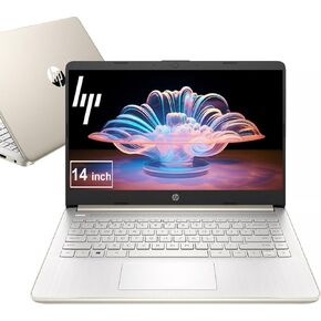 hp 14" Business & Student Laptop with Copilot AI • 8GB RAM • 1TB Cloud & 64GB Onboard Storage • Intel Celeron • WiFi-6 • 12HR Battery • HDMI & Type-C • Rose Gold • 1-Yr Microsoft 365 • Windows 11