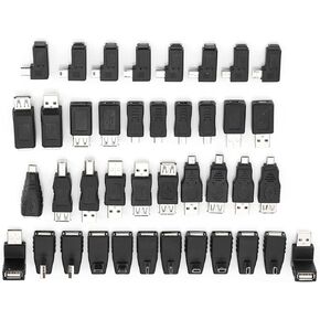 Keenso USB2.0 Mini Micro Adapters Pack -Pack 40 محولات عالية الجودة متوافقة مع خلفية توافق متاعب للمنزل والمكتب استخدام Black 40 Pack