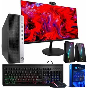 HP Elitedesk 600G4 كمبيوتر سطح المكتب ، Windows 11 Pro PC ، Intel I5-8500 (3.2 جيجا هرتز) ، ذاكرة الوصول العشوائي 16 جيجا بايت ، 500 جيجابايت SSD ، 5G-WIFI & BT ، 22 بوصة ، مكبرات صوت RGB ، كاميرا الويب ، المكتب المنزلي (متجدد)