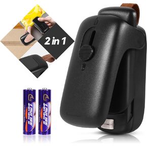 Mini Bag Sealer, ROMSTO Handheld Heat Vacuum Sealer, 2 in 1 Sealer and Cutter with Lanyard, Portable Resealer Machine for Plastic Bags Food Storage Snacks Freshness (2xAA Batteries Included)