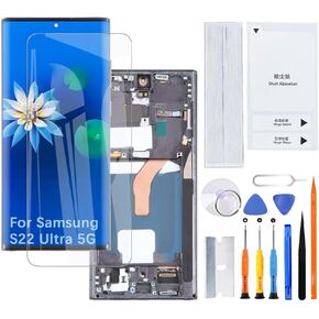 Display Screen for Samsung Galaxy S22 Ultra 5G TFT S908U S908U1 S908W LCD Screen Replacement Assembly Kit(Black with Frame,Without Fingerprint,Not Curved Screen,US Version)