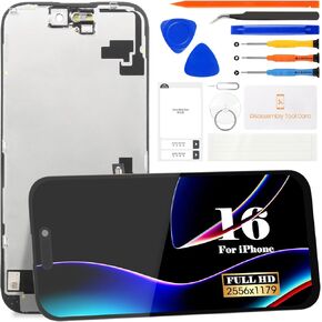 شاشة شاشة iPhone 16 LCD لـ iPhone 16 A3287 Screen ReplaceMet لـ iPhone 16 A3081 و A3286 و A3288 لمجموعة إصلاح شاشة اللمس (الأسود)
