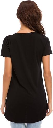 LUSMAY Womens Loose Fitting Side Slit Tops Tunic Short Sleeve Causal T Shirts, Purple, Size L in Kuwait