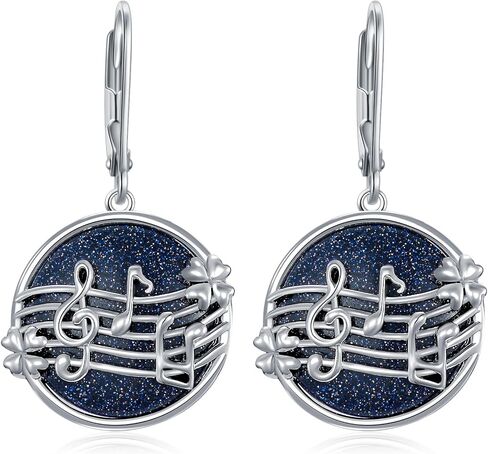 Original Music Note Earrings Studs for Women, Girl, Star/Flower Earring Gift for Music Lovers, S925 Sterling Silver Sensitive Earrings for Women Hypoallergenic Studs in Kuwait