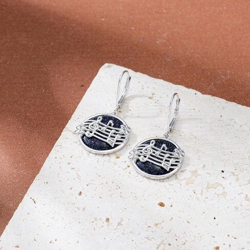 Original Music Note Earrings Studs for Women, Girl, Star/Flower Earring Gift for Music Lovers, S925 Sterling Silver Sensitive Earrings for Women Hypoallergenic Studs in Kuwait