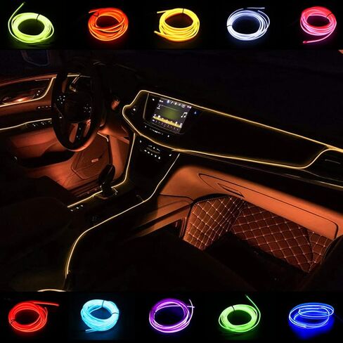 Car Light Strips 5M/16FT Cold Interior Trim Bright Car Decorative Atmosphere Electroluminescent Wire Tube Circle Up to 360 Degrees with Cigarette(White) in Saudi Arabia