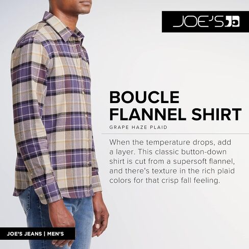 Joe's Jeans mens Boucle Flannel Button Down Shirt, Ombre Blue Plaid, Large US in Saudi Arabia