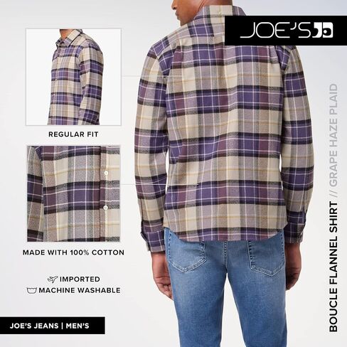 Joe's Jeans mens Boucle Flannel Button Down Shirt, Ombre Blue Plaid, Large US in Saudi Arabia