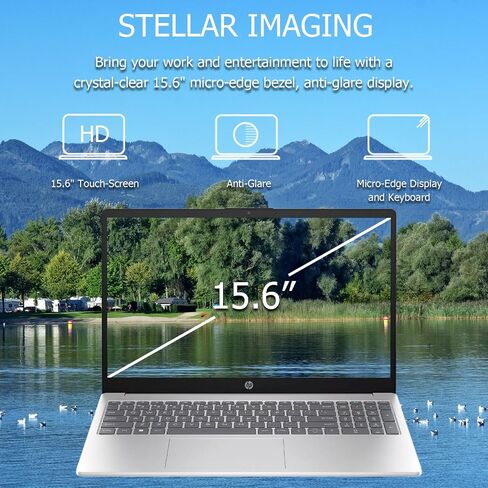 HP 2024 15.6" Touchscreen Laptop, Business Laptop, Intel Core i3-1215U, 8GB RAM, 256GB SSD, Intel UHD Graphics, Long Battery Life, Fast Charge, Bluetooth, WiFi 6E, Windows 11 Pro, Silver in Kuwait
