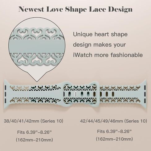 6 Pack Silicone Lace Compatible with Apple Watch Band 38mm 40mm 41mm 42mm 44mm 45mm 46mm 49mm Women, Soft Sport Hollow-out Strap for iWatch Bands Series 10 9 8 7 SE 6 5 4 3 2 1 Ultra in Kuwait