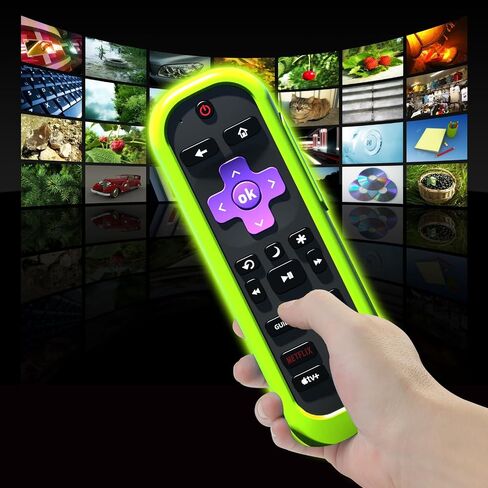 3pack cover for Roku Voice Remote Pro (الإصدار الثاني) ، متوافق مع Case مع وحدة تحكم تلفزيون Hisense ، غلاف السيليكون لـ TCL Smart TV Holder Glow باللون الأخضر الأرجواني الداكن in Kuwait