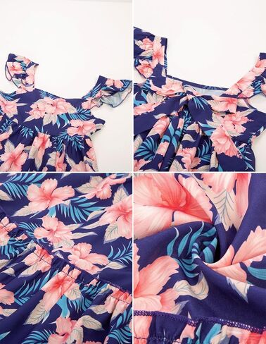 GRACE KARIN Girls Summer Dresses A-Line Swing Ruffle Girls Beach Dress Dark Blue Floral 10Y in Saudi Arabia