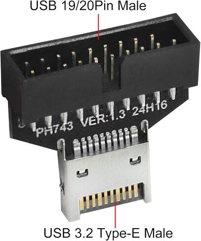اللوحة الأم USB3.2 النوع E إلى 19pin 20pin هيكل المحول الأمامي USB typea type c type-e to to front panel connector card motherboard card black in Kuwait