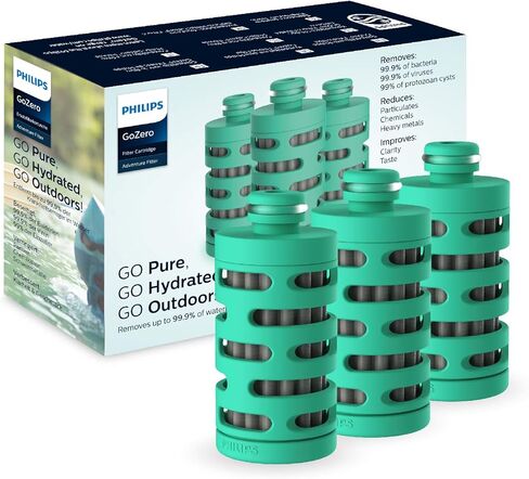 فلاتر اللياقة البدنية Water GoZero من فيليبس، خرطوشة فلتر بديلة، فلتر ألياف الكربون المنشط، لزجاجة GoZero Active، (3 قطع)، AWP287/37، 20 أونصة in Saudi Arabia