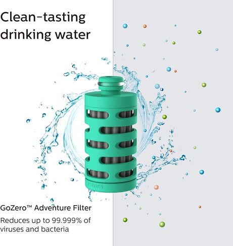 فلاتر اللياقة البدنية Water GoZero من فيليبس، خرطوشة فلتر بديلة، فلتر ألياف الكربون المنشط، لزجاجة GoZero Active، (3 قطع)، AWP287/37، 20 أونصة in Saudi Arabia