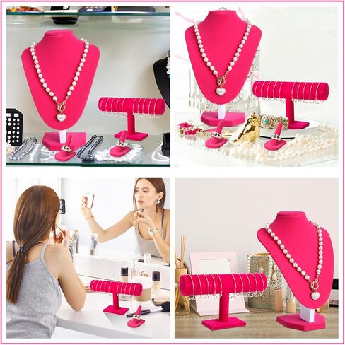 Wenqik 4 Pcs Black Velvet Jewelry Display Set Includes Black Velvet Necklace Bust Holder Bracelet Organizer 2 Pcs Black Velvet Ring Finger Jewelry Holder for Girls Women Retail Shops Boutiques Wedding in Saudi Arabia