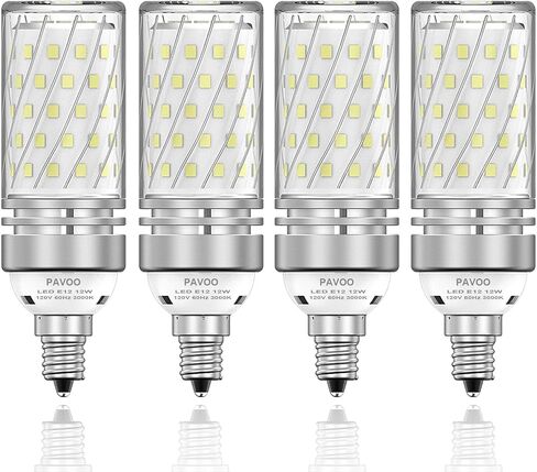 E12 LED Light Bulbs, 12W LED Candelabra Bulbs 100 Watt Equivalent, 1200LM, 6000K Daylight White Ceiling Fan Light Bulbs,Pack of 4 in Saudi Arabia