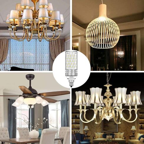 E12 LED Light Bulbs, 12W LED Candelabra Bulbs 100 Watt Equivalent, 1200LM, 6000K Daylight White Ceiling Fan Light Bulbs,Pack of 4 in Saudi Arabia