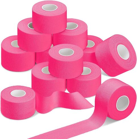 Hoolerry 12 Rolls 120 Yard Athletic Sports Tape Pre Wrap Very Strong Easy Tear No Sticky Residue Tape for Fingers Ankles Wrist Injury Wrap, Football Baseball Hockey Soccer(White, 1.5 in) in Saudi Arabia