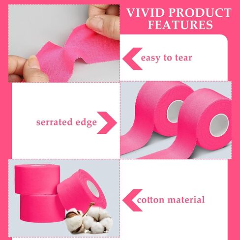 Hoolerry 12 Rolls 120 Yard Athletic Sports Tape Pre Wrap Very Strong Easy Tear No Sticky Residue Tape for Fingers Ankles Wrist Injury Wrap, Football Baseball Hockey Soccer(White, 1.5 in) in Saudi Arabia