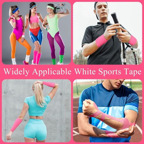 Hoolerry 12 Rolls 120 Yard Athletic Sports Tape Pre Wrap Very Strong Easy Tear No Sticky Residue Tape for Fingers Ankles Wrist Injury Wrap, Football Baseball Hockey Soccer(White, 1.5 in) in Saudi Arabia