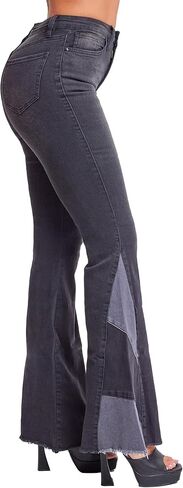 YMI Women's High Rise Gigi Flare Jean with Block Panel in Saudi Arabia